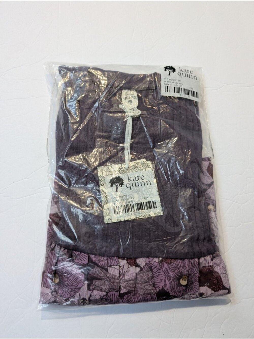 Kate Quinn Zoe Legging Set Purple Dragonfly 5Y Ruffle Top Organic Cotton